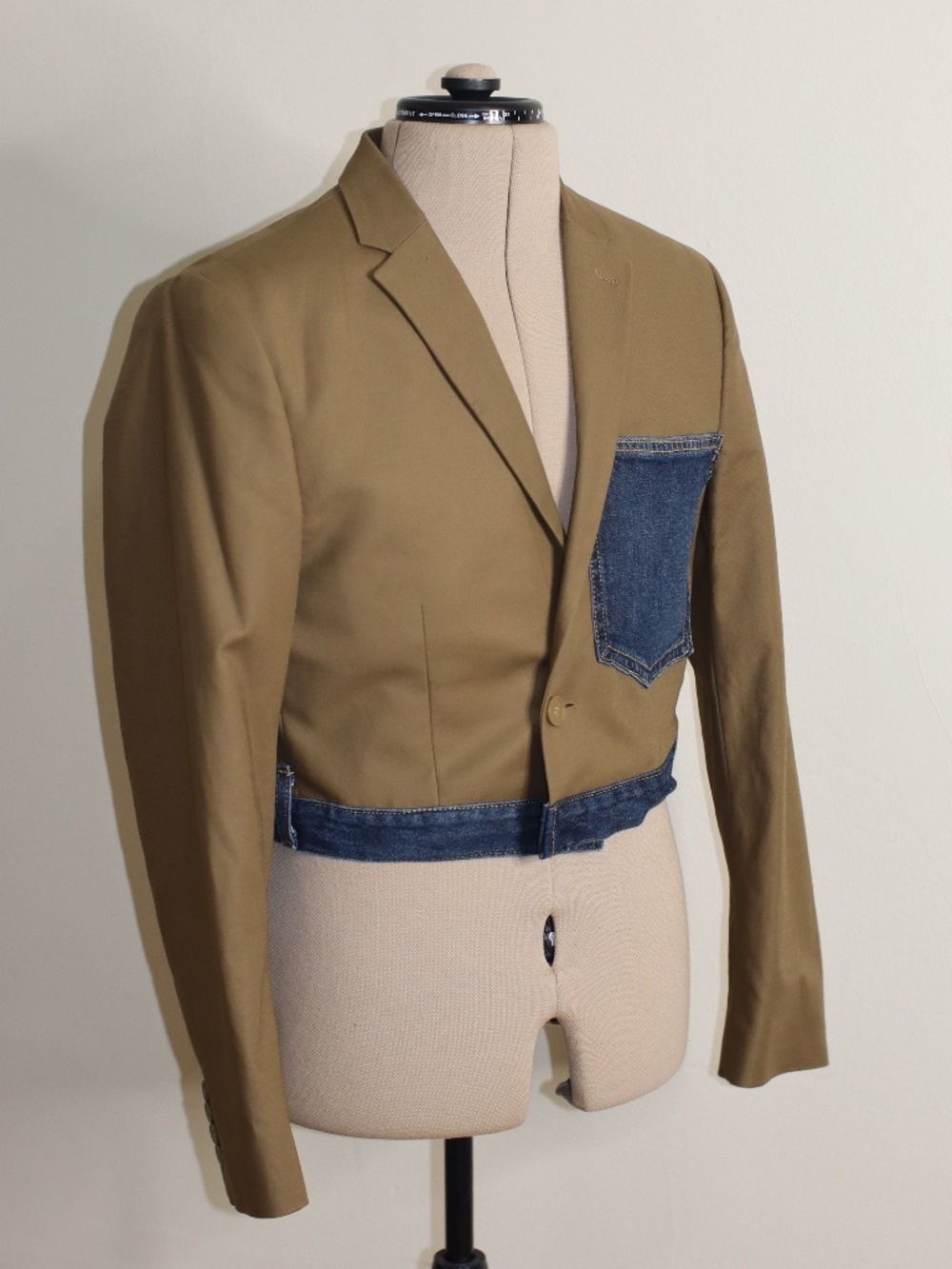 Stylish Upcycled Blazer with Denim Details